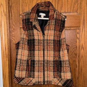 Christopher & Banks zip-up vest. 1X. Brown/multi. Great for Fall. Lightly worn.